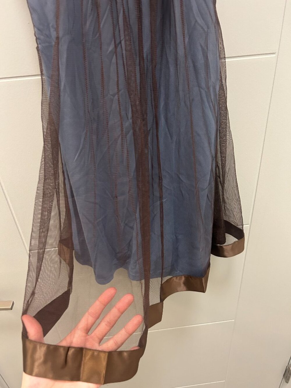 Bonnie Jean Girls Size 10 Blue Brown Mesh Dress Bow Empire Waist Formal Y2K - Picture 4 of 10